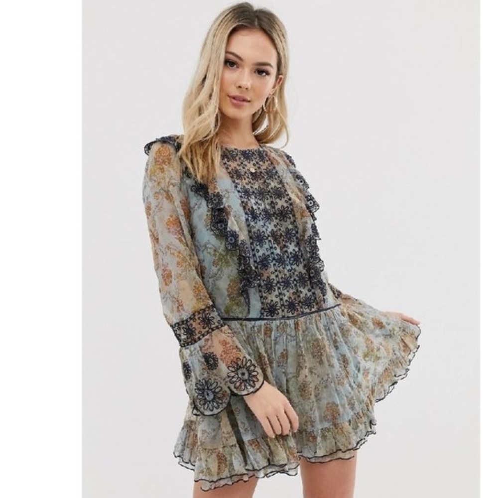Free People Country Roads Bell Sleeve Mini Dress - Picture 3 of 6
